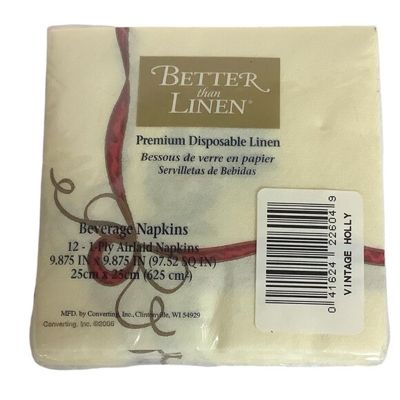 Special Occasion 8" Plates & Better Than Linen Beverage Napkins Set Christmas - Picture 5 of 7